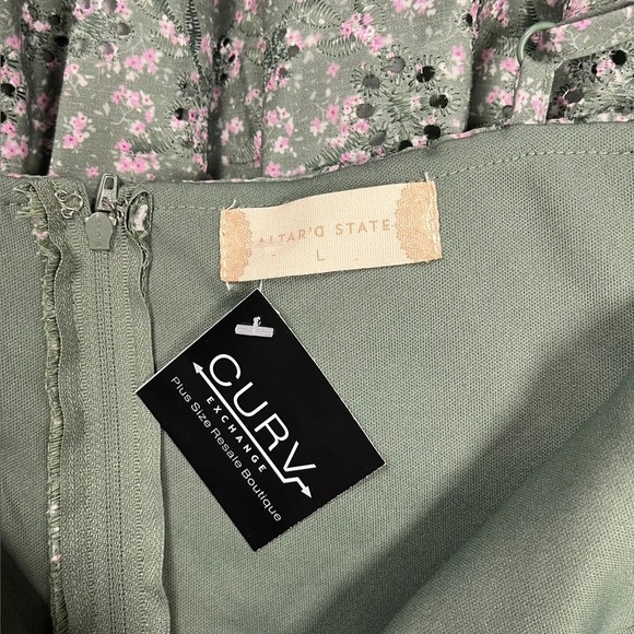 Altar'd State Green Floral Mini Dress - Size L - Picture 3 of 3